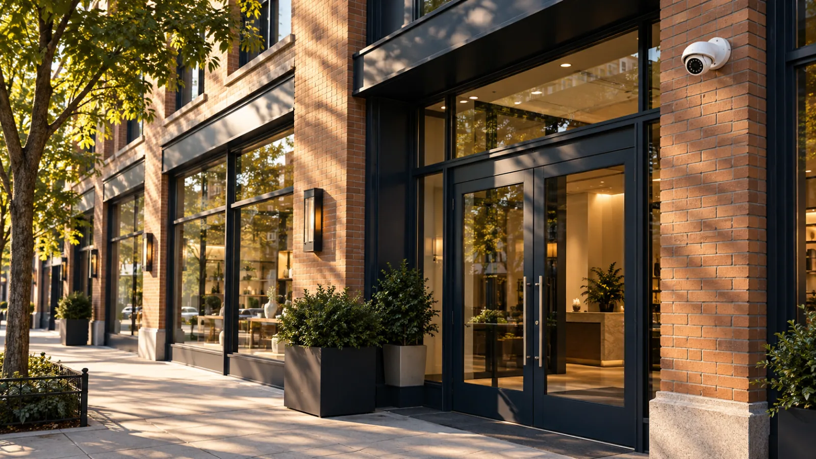 Illustrative camera coverage at a commercial building entrance