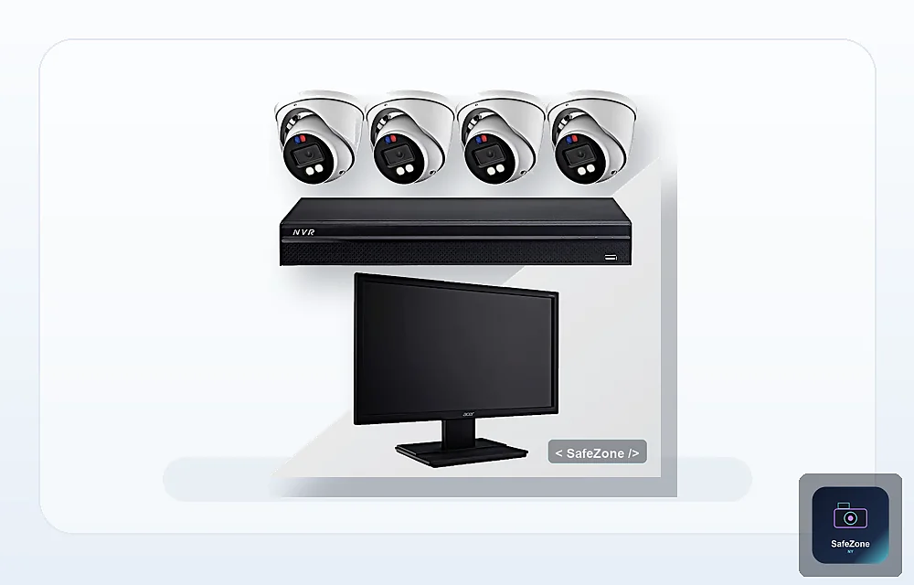 4-Camera IP Active-Deterrent Eyeball System (Two-Way Talk)