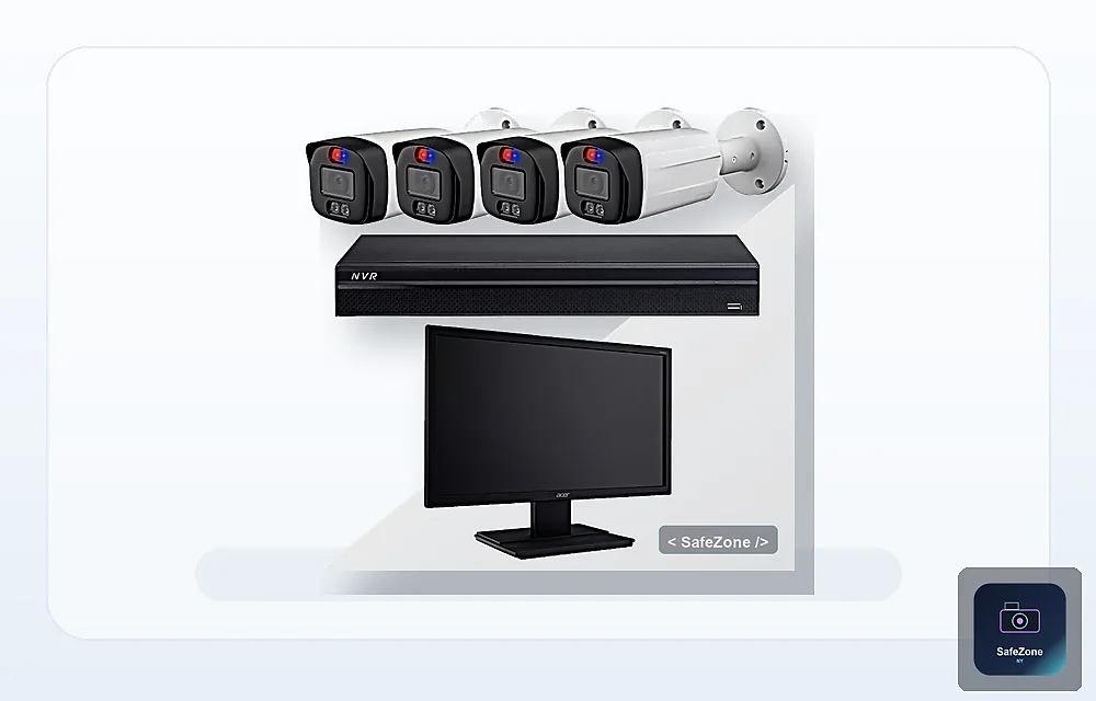 4-Camera IP Active-Deterrent Bullet System (Two-Way Talk)